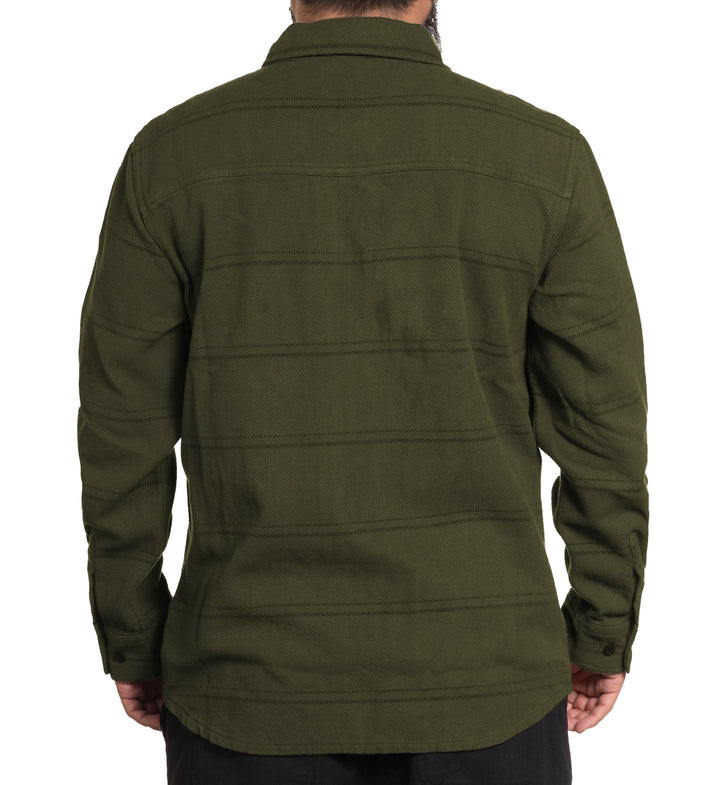 Divison Heavyweight Zip Up Flannel - Olive