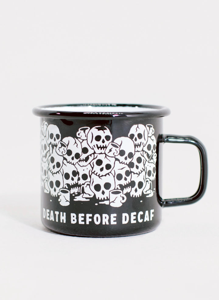 Death Before Decaf Enamel Coffee Mug