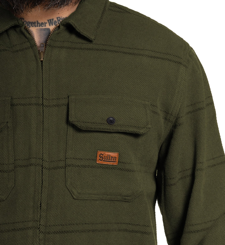 Divison Heavyweight Zip Up Flannel - Olive