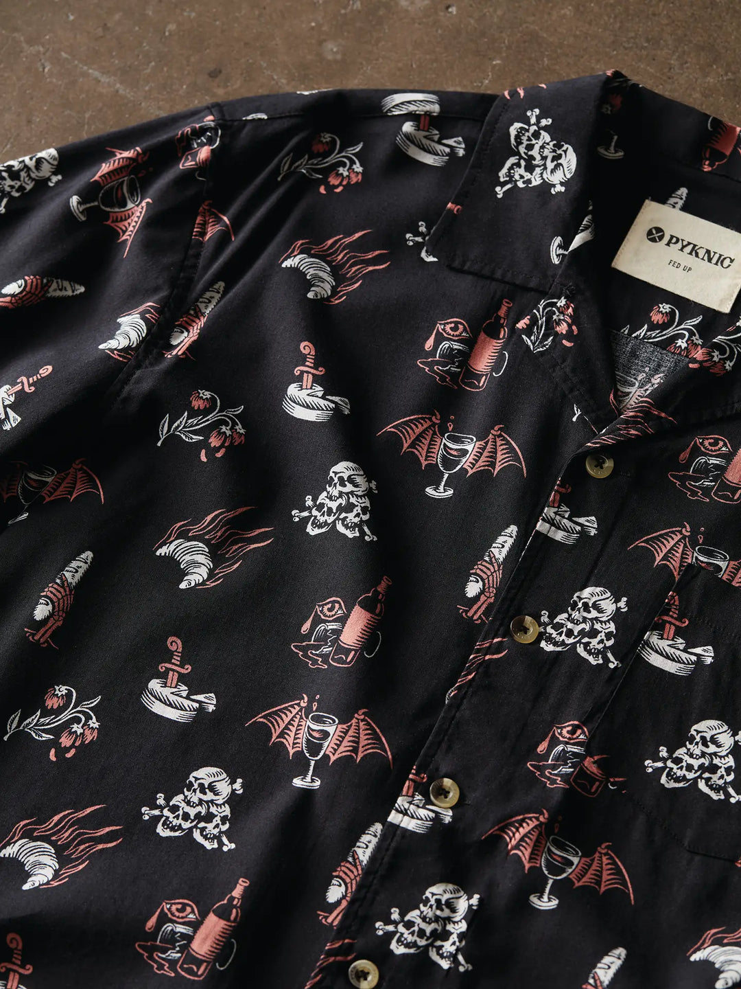 Le Sigh French Wine Cheese Baguettes &amp; Croissants Button-Up