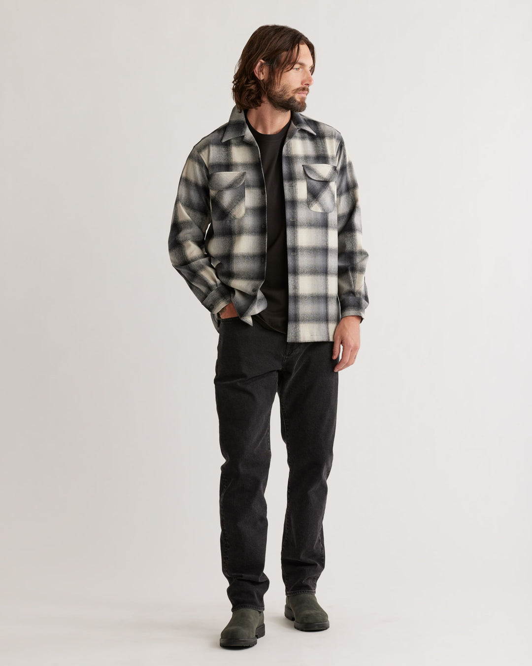 Plaid Board Shirt - Tan/Slate Ombre