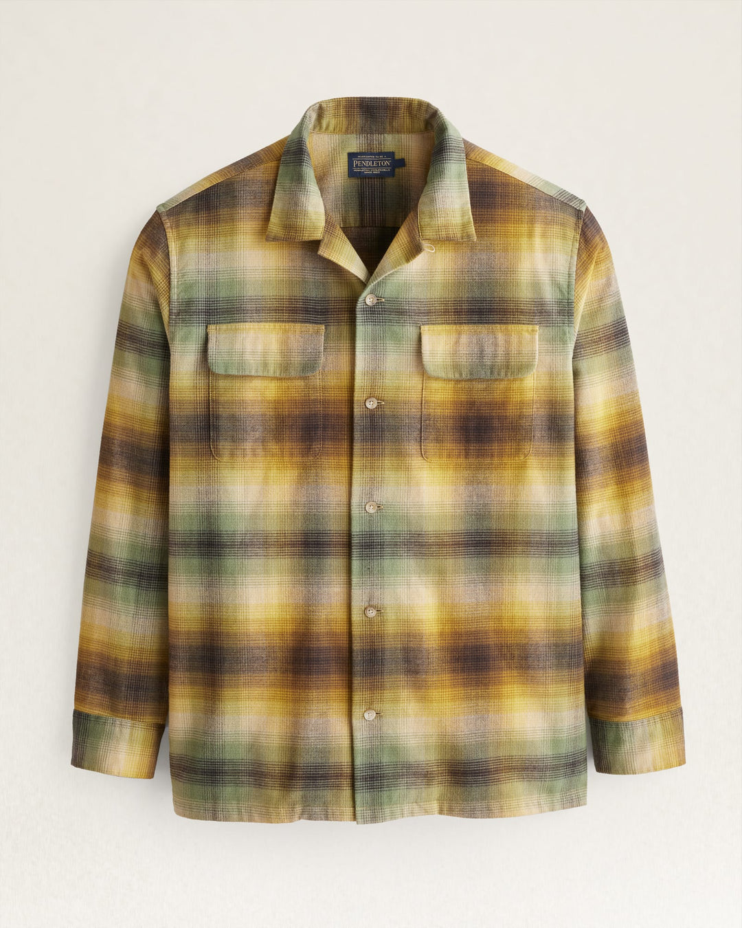 Plaid Cotton Board Shirt - Bronze/Brown/Green Ombre