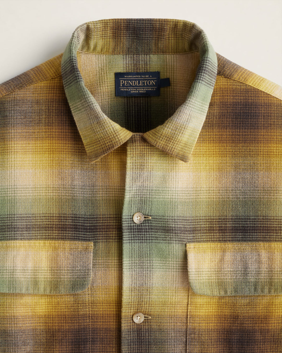 Plaid Cotton Board Shirt - Bronze/Brown/Green Ombre