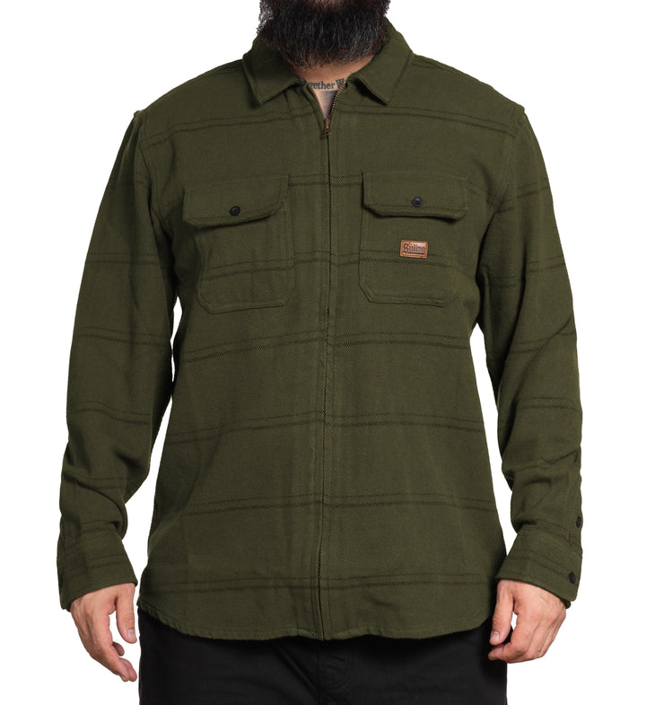 Divison Heavyweight Zip Up Flannel - Olive