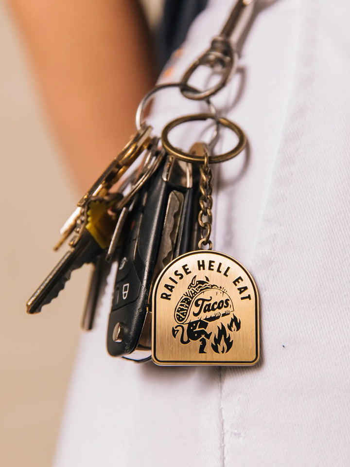 Raise Hell Eat Tacos Keychain