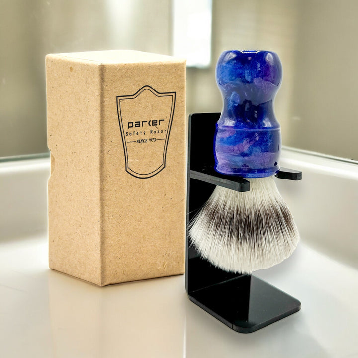 Parker Deluxe Iridescent Blue Handle Synthetic Brush