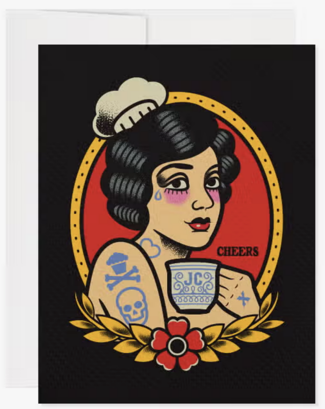 Cheers Tea Greeting Card - A2 / Blank Interior