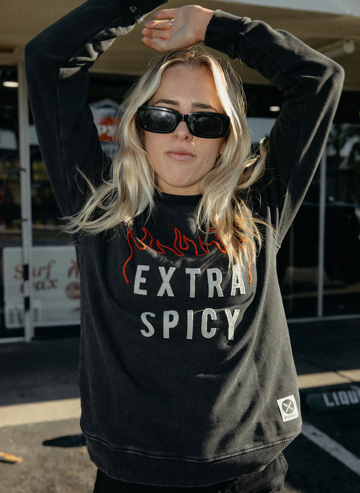 Extra Spicy Chainstitch &amp; Felt Crewneck Sweatshirt