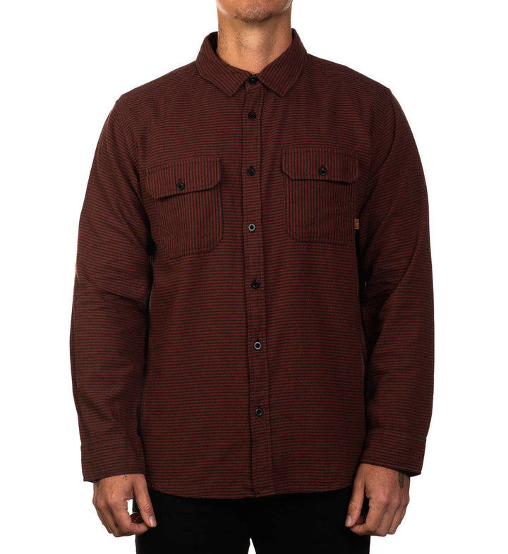 Stripe Flannel - Rust/Black