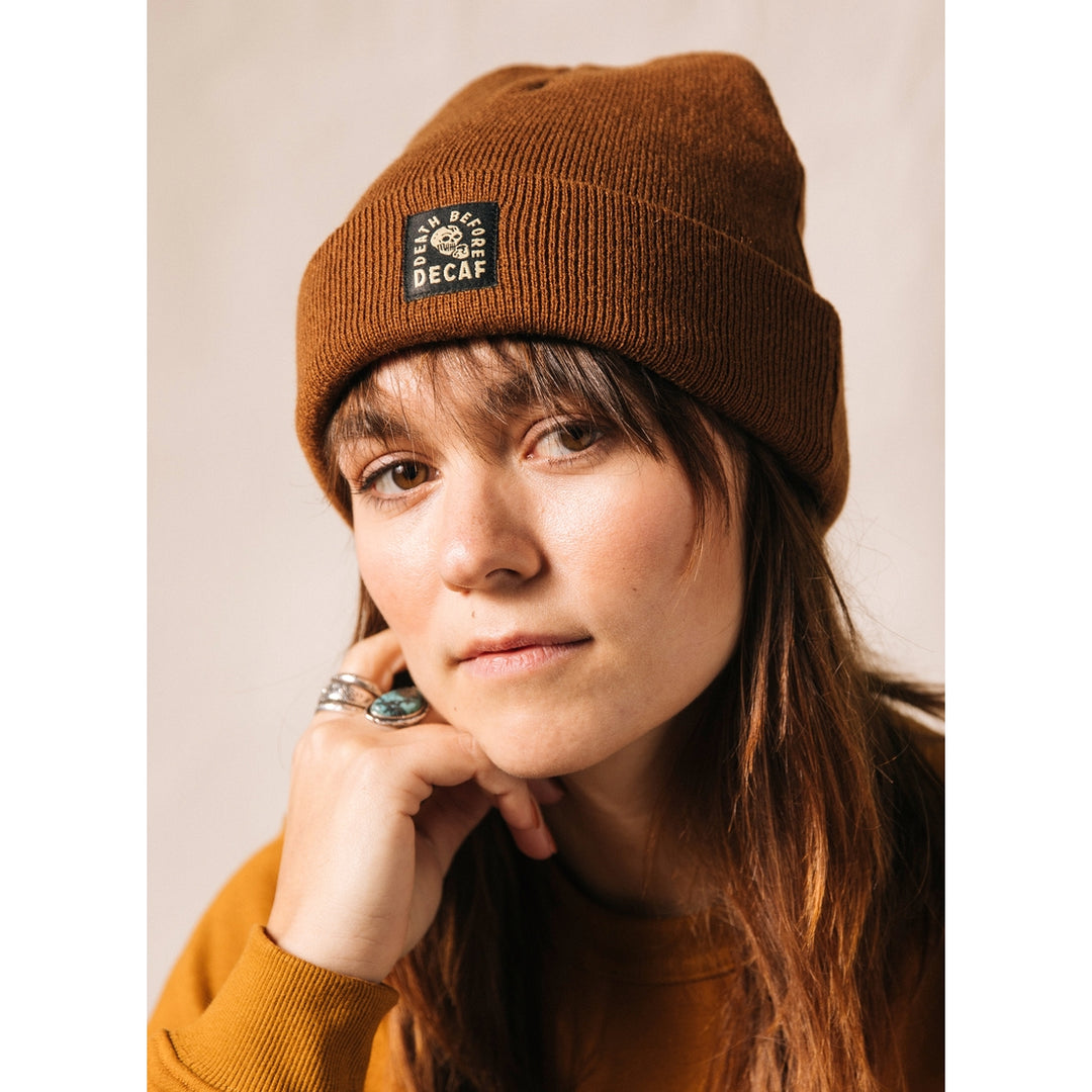 Death Before Decaf Coffee Workwear Beanie Hat