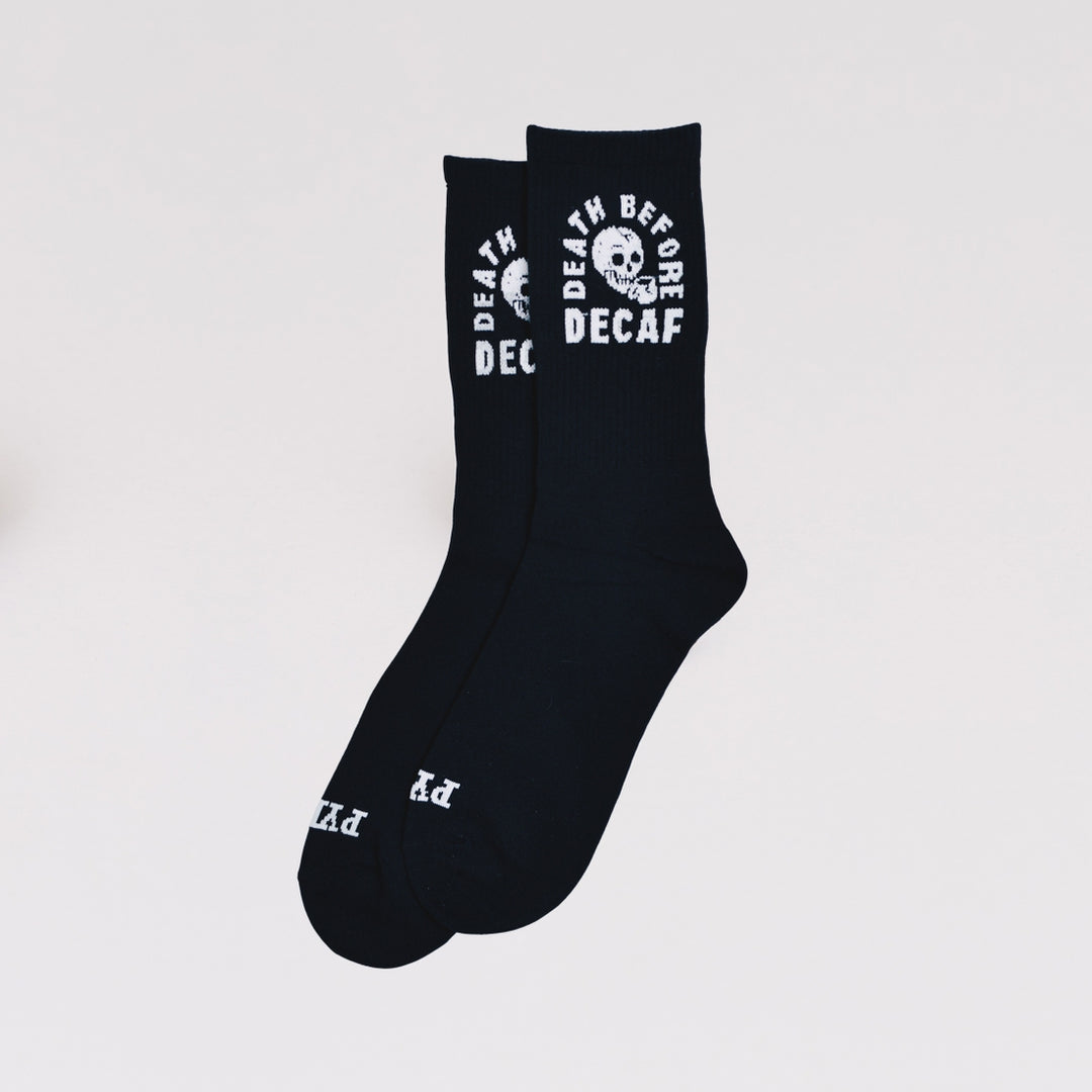 Death Before Decaf Crew Socks