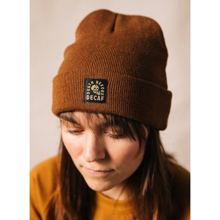Death Before Decaf Coffee Workwear Beanie Hat