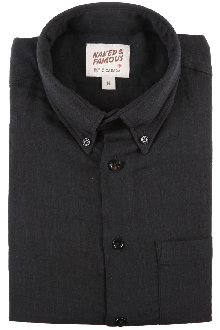Short Sleeve Easy Shirt - Double Weave Gauze Slub - Black