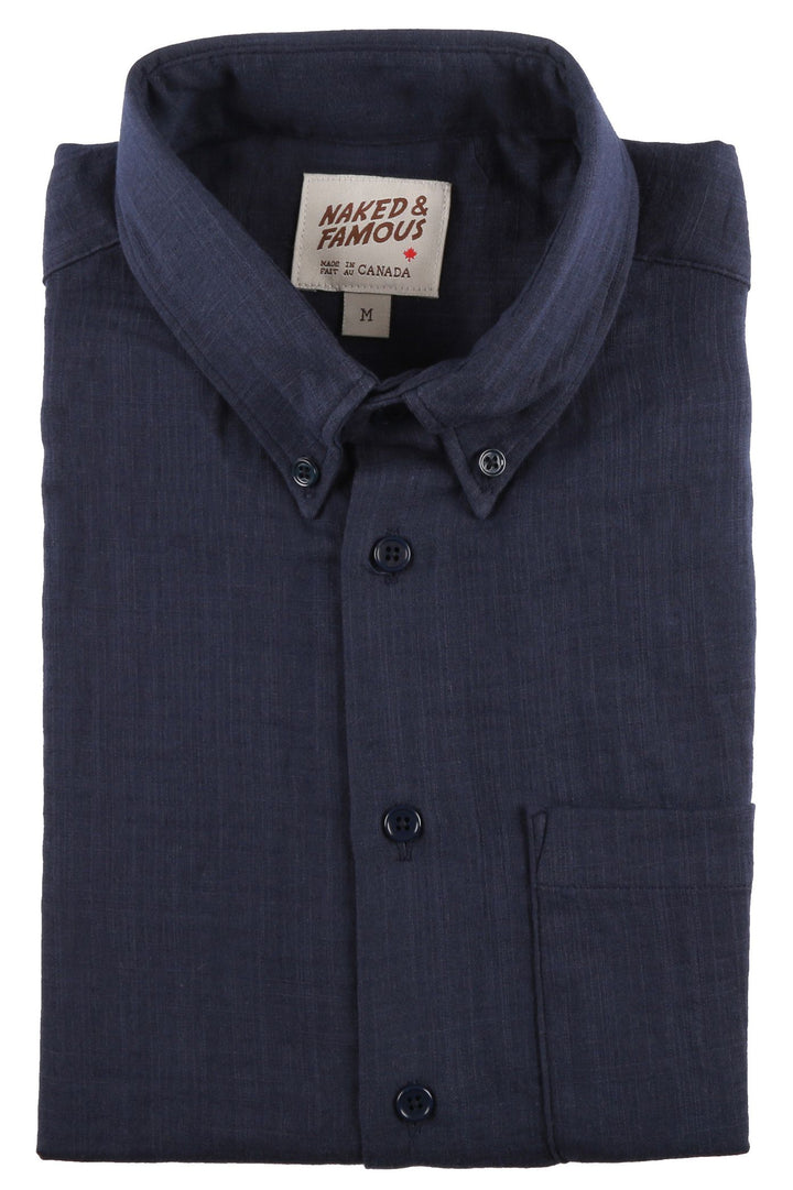 Short Sleeve Easy Shirt - Double Weave Gauze Slub - Navy